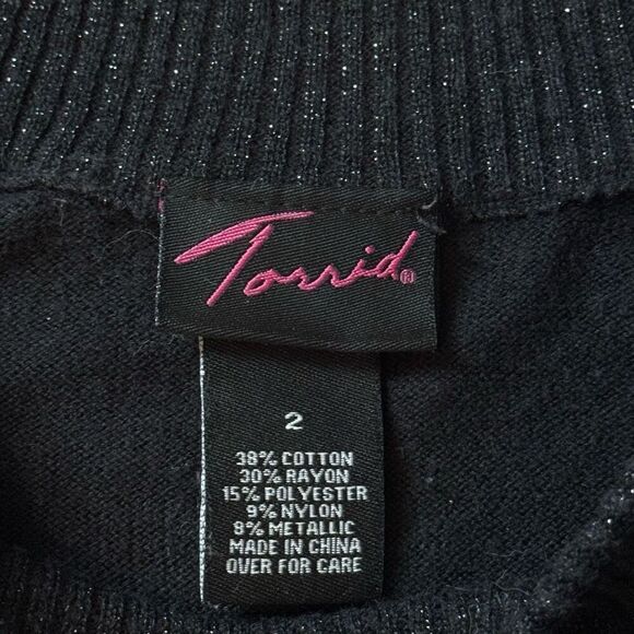 Torrid Metallic Sweater Knit Tunic Women’s 2X Black Sparkle Cut Out - Picture 4 of 12